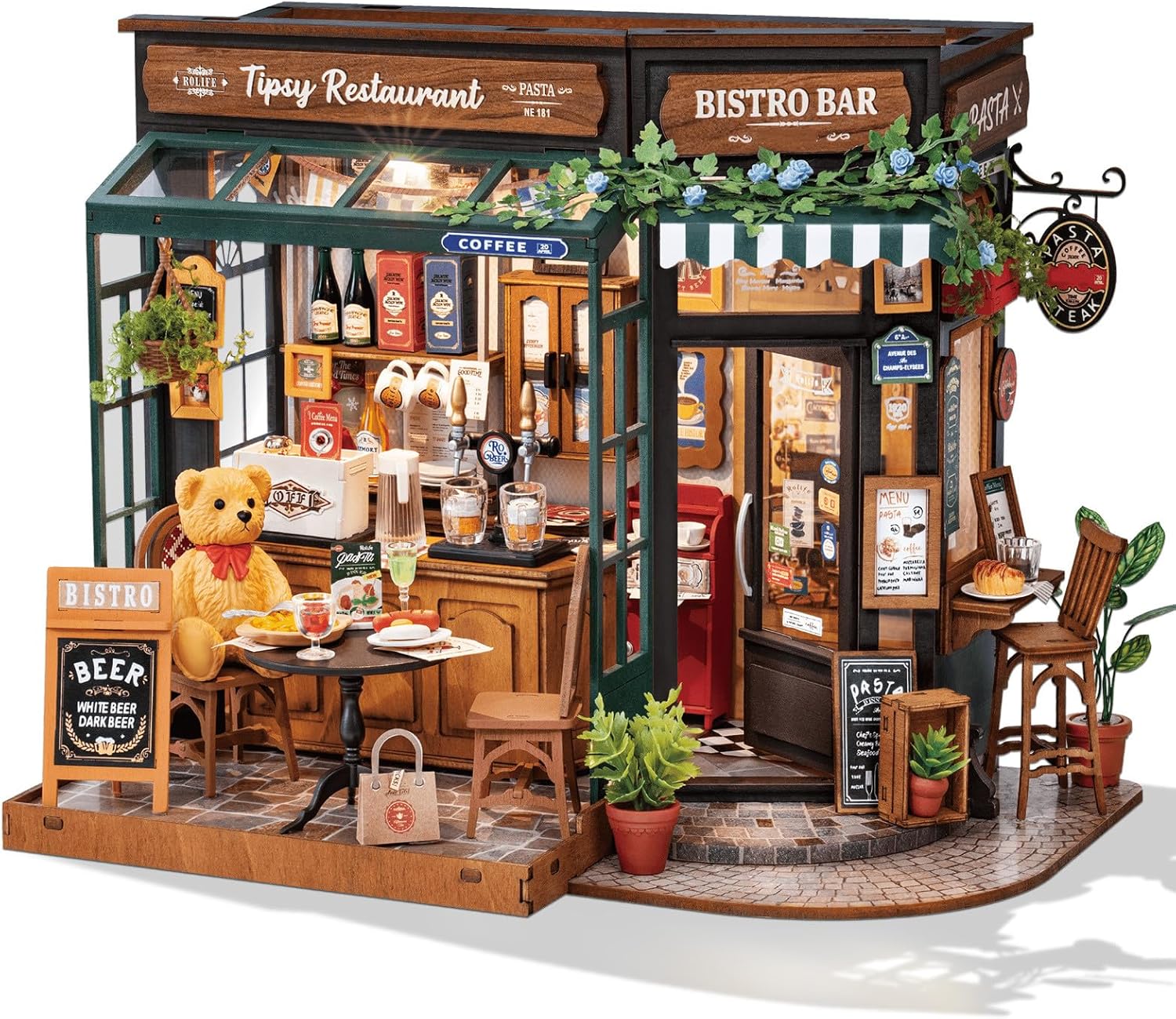 Rowood Magic Study Miniature House Kit, DIY Miniature Dollhouse Kits for Adults, Wizard Mini House Craft Kits for Women with LED, Halloween Christmas Birthday Gift for Adults (The Magic Study)