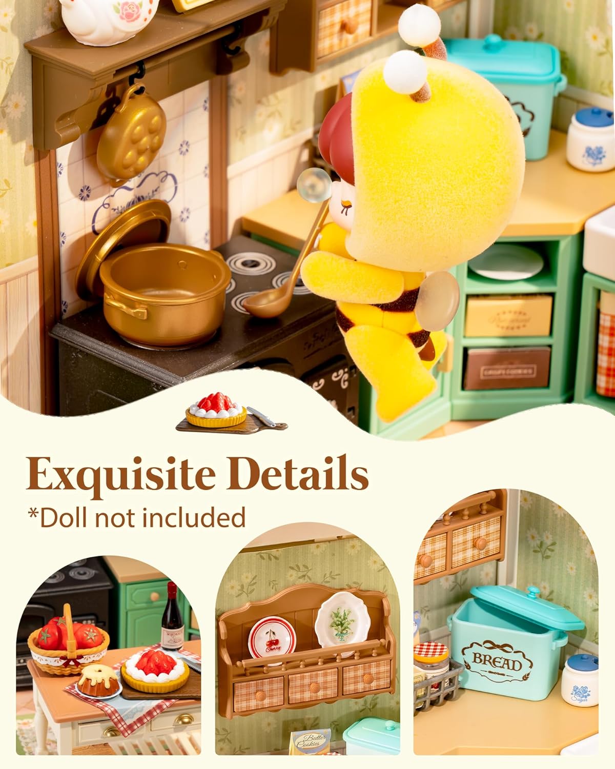 Rolife Super Creator Kits, Tiny House Building Blocks for Little Dolls, DIY Plastic Mini House Model Building Kits for Teens Aged 14+, DIY Crafts/Hobbies for Adult(Farmhouse Kitchen)