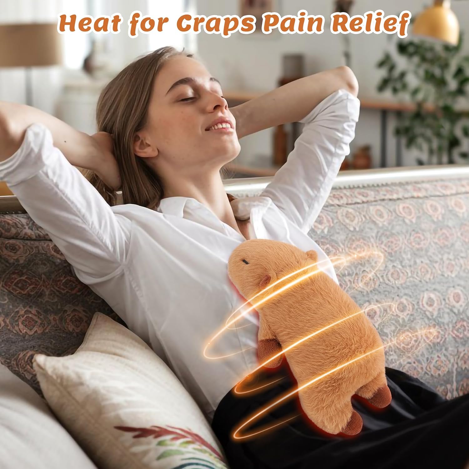 1.8lb Capybara Microwavable Heating Pad-14'' Cuddly Capybara Heating Pads for Cramps &Period Pain Relief for Women,Heatable & Coolable Stuffed Animals Bedtime Birthday Gift for Women Kids