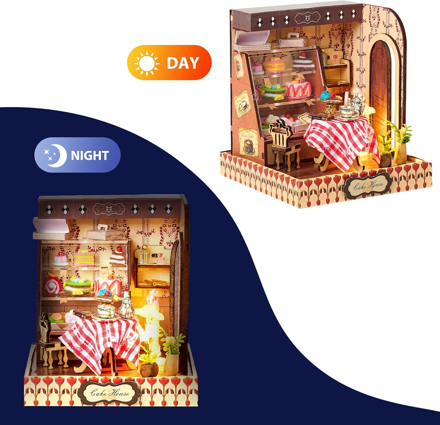 BenBen DIY Miniature House Kit, Cake Shop Model Craft Kits, Furniture, Mini Doll House Building Kit for Adults, Teens, Tiny Dollhouse Diorama for Stress Relief, Home Décor