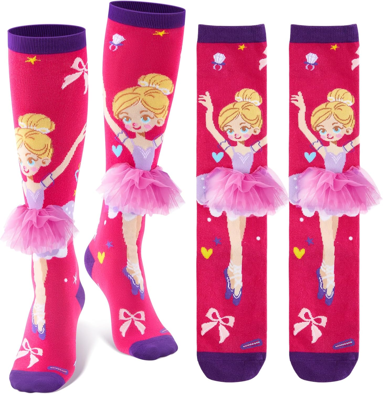 1 Pair Valentine Knee High Socks for Kids 3D Crazy Cute Socks Girl Ballet Skirt Long Knee Design Novelty Funny Gift