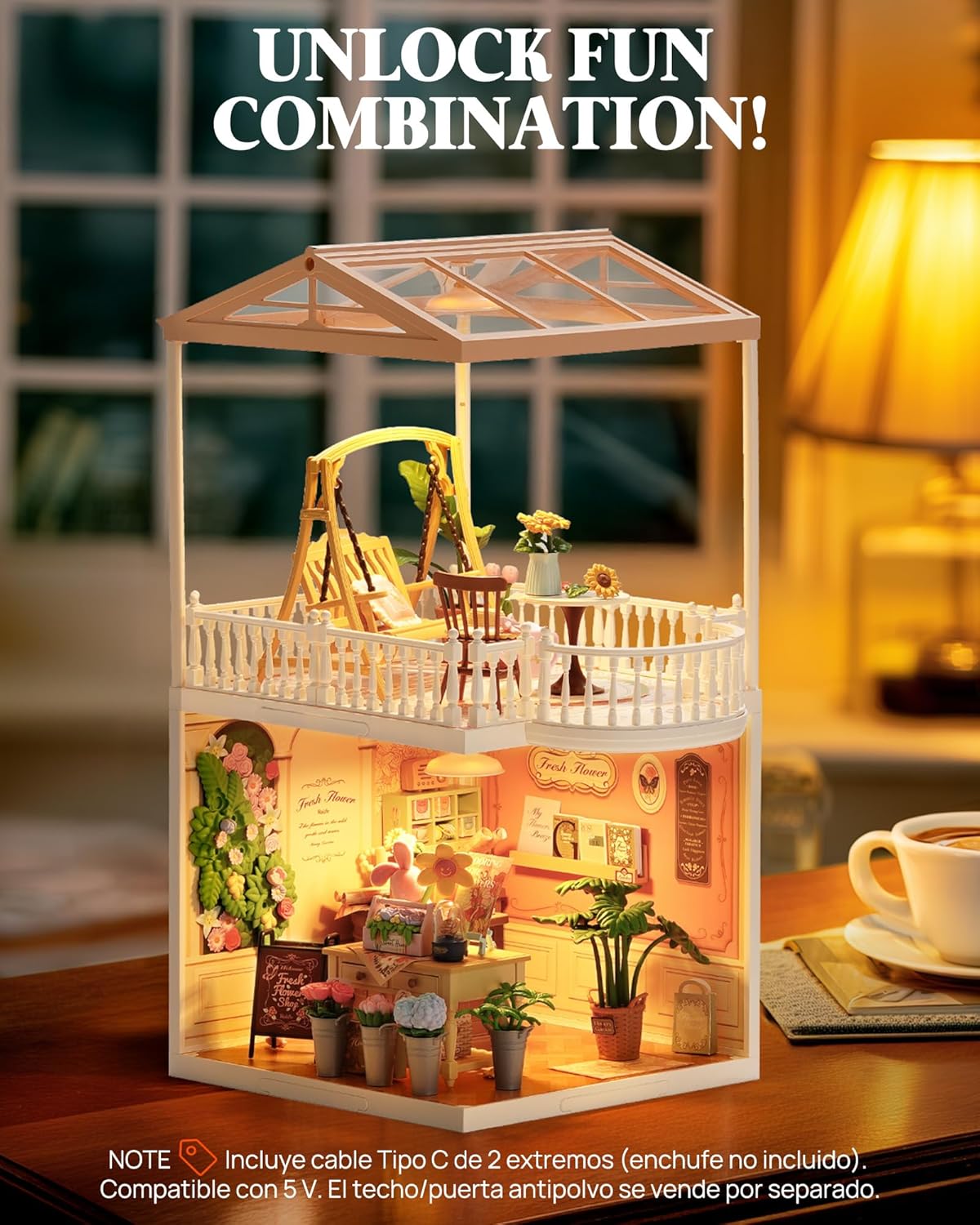 Rolife Super Creator Accessories Sunny Break Terrace, Tiny House Building Blocks for Little Dolls, DIY Plastic House Model Building Kits for Teens, DIY Crafts/Hobbies for Adults (Sunny Break Terrace)