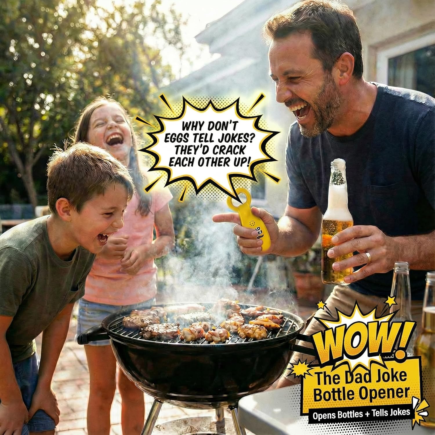 Funny Dad Joke Bottle Opener – Talking Bottle Opener with Classic Dad Jokes | Best Gift for Dad, Men, Him | Stocking Stuffer, Christmas, Father’s Day