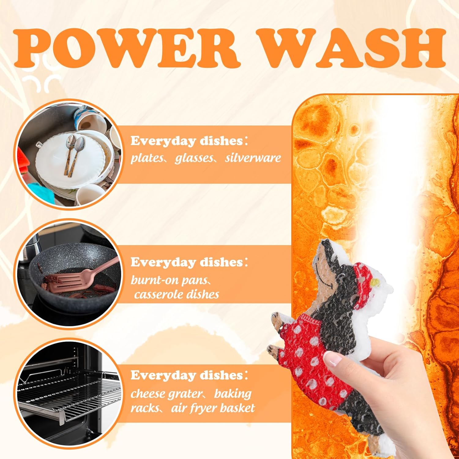 12 Pcs Dog Dish Sponges Water Absorbing Kitchen Scrub Sponges Funny Cartoon Dachshund Animal Dish Washing Cleaning Reusable Sponge for Party Home Restaurant Supplies