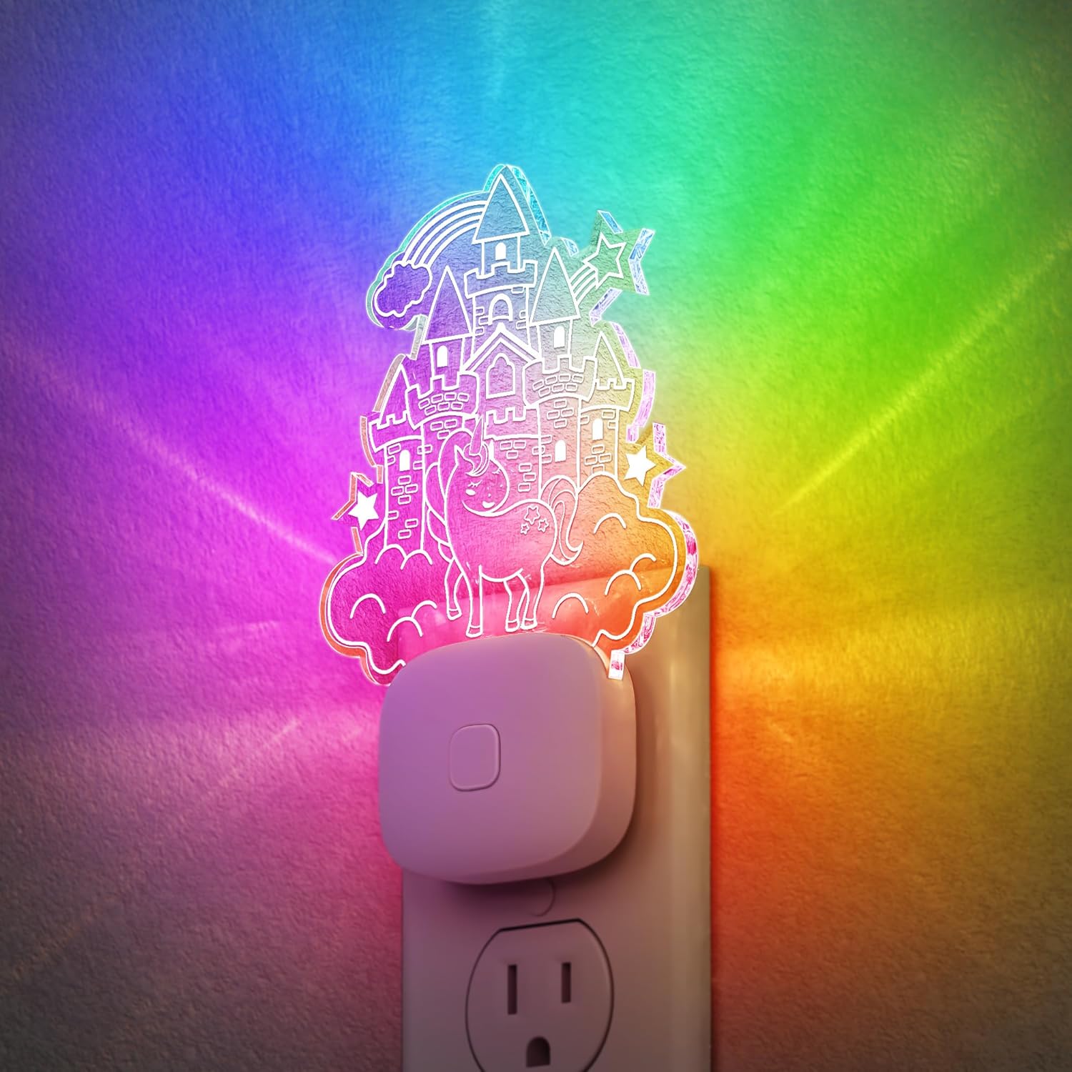 Night Lights Plug Into Wall [2 Pack], Color Changing Night Light for Kids, 8-Color RGB LED Nightlight with Dusk to Dawn Sensor for Bathroom Decor, Children Room, Gift
