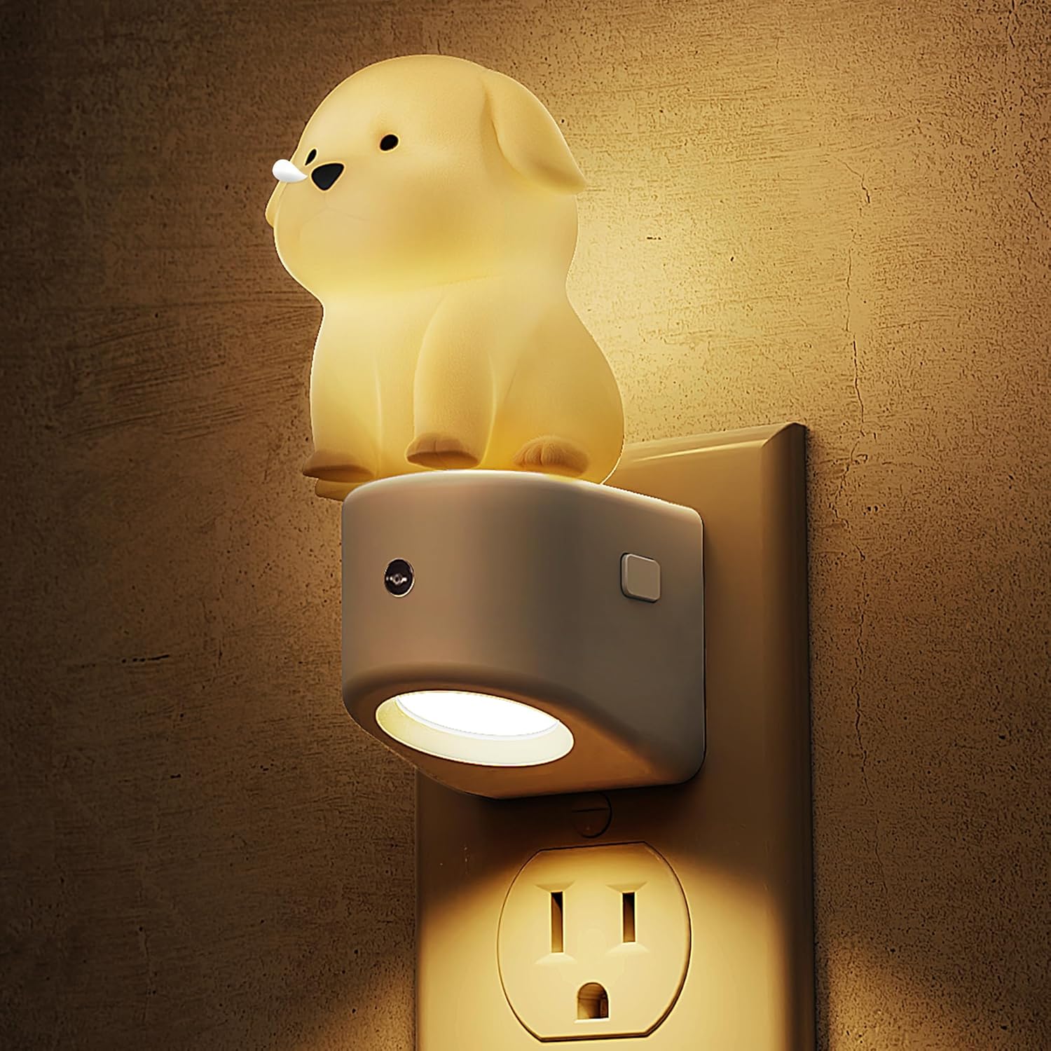 L LOHAS LED Plug in Night Light for Kids, 3D Cute Puppy Night Lights with Dusk to Dawn Sensor, RGB+Soft White 3000K Dog Night Light, Christmas Birthday Gift Nightlight for Kids, Room Decor