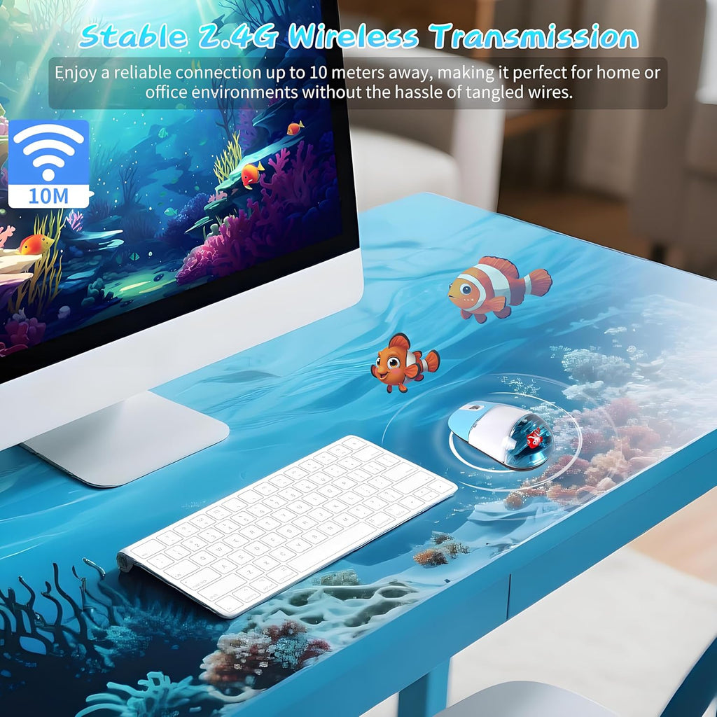 Wireless Mouse -Cute Clear Aqua Design, Water Mouse with Optical Preci ...