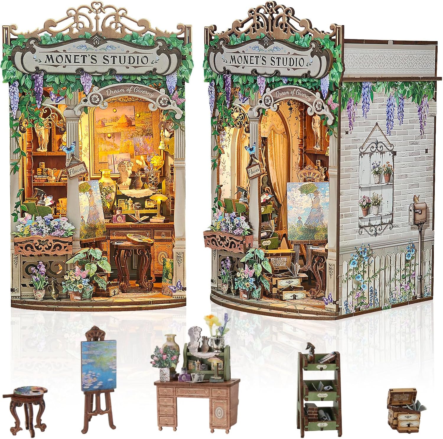 DIY Miniature House Kit,Tiny House Pet Shop with Furniture & LED,DIY Dollhouse Miniature Kit for Adults Teen,Mini House Building kit,3D Wooden Craft Mini Model Kit,Birthday Gifts Home Decor