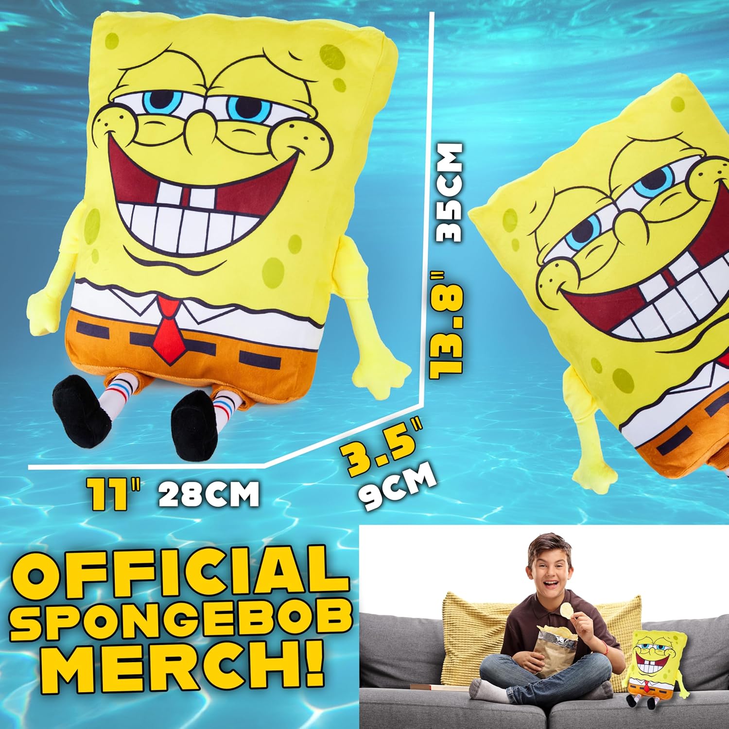 Get Trend Spongebob Squarepants Plush Cushion Pillow Valentines Day Gifts for Teens, Women, Soft Plush Throw Pillow Cute Fluffy Cushion Bedroom Decor (Yellow Spongebob, L13.8 x W11)
