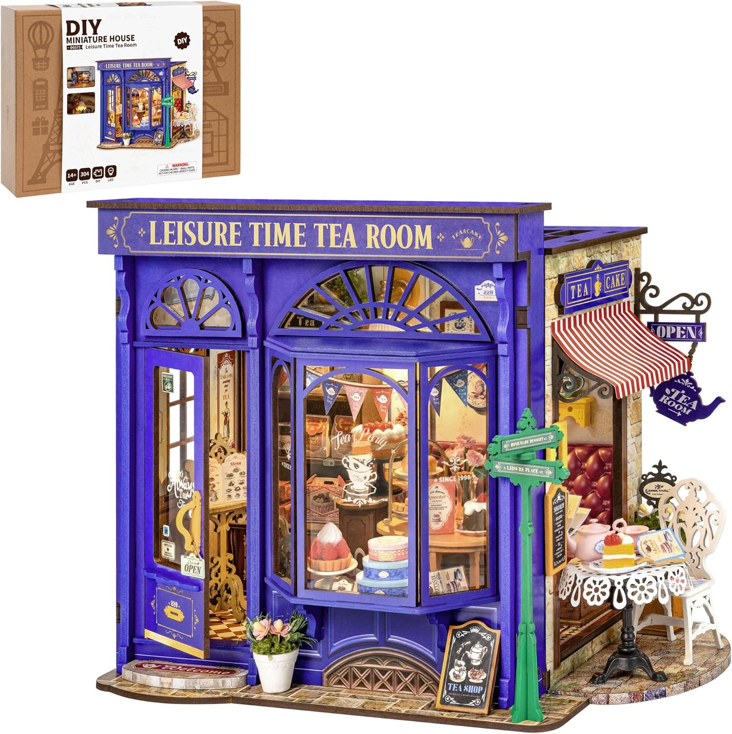 ROBOTIME DIY Tiny House Kit, Miniature House Kit for Adults to Build, Mini House Kit with Furniture, Halloween/Christmas/Birthday Gifts for Men/Women（Tipsy Restaurant）