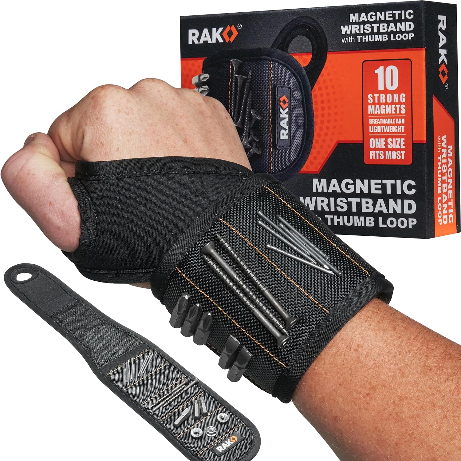 RAK Magnetic Wristband Gifts for Men - Premium Tool Belt for Holding Screws Nails with Powerful Magnets, Valentine's Day Gift for Men, Cool Gadgets Stuff Birthday Gifts for Dad, Husband, Grandpa, Him