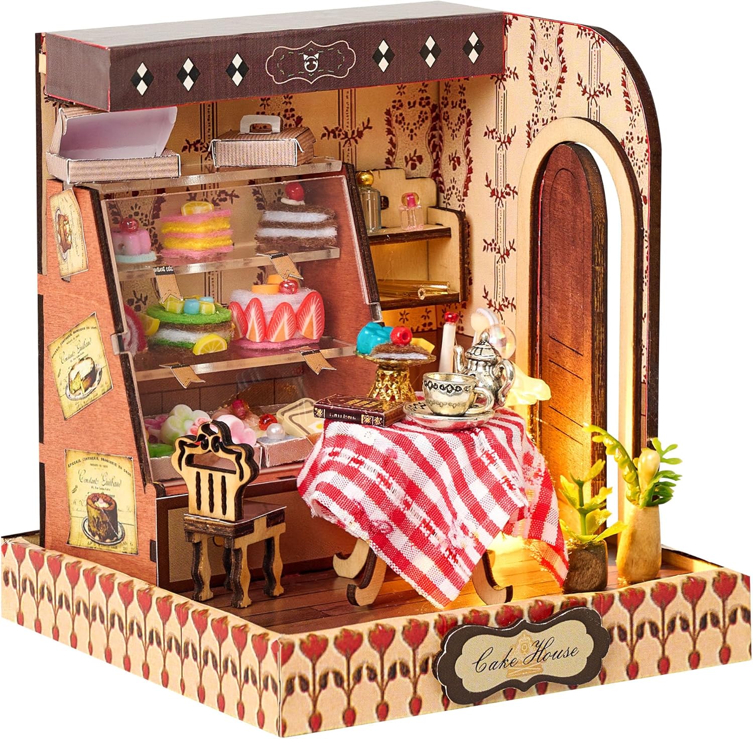 BenBen DIY Miniature House Kit, Cake Shop Model Craft Kits, Furniture, Mini Doll House Building Kit for Adults, Teens, Tiny Dollhouse Diorama for Stress Relief, Home Décor